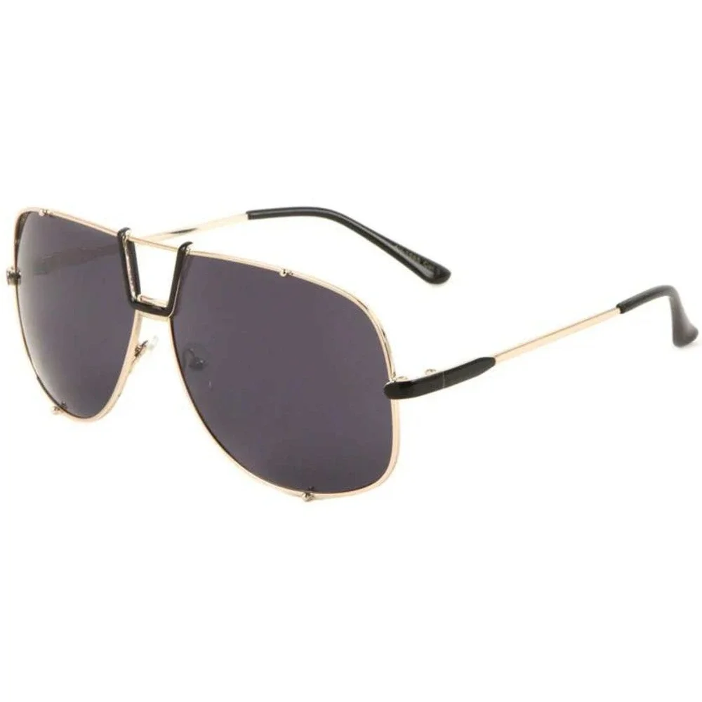 Men Sunglasses Gold Frame Black Lens Fashion Sun Glasses Classic Street Wear New